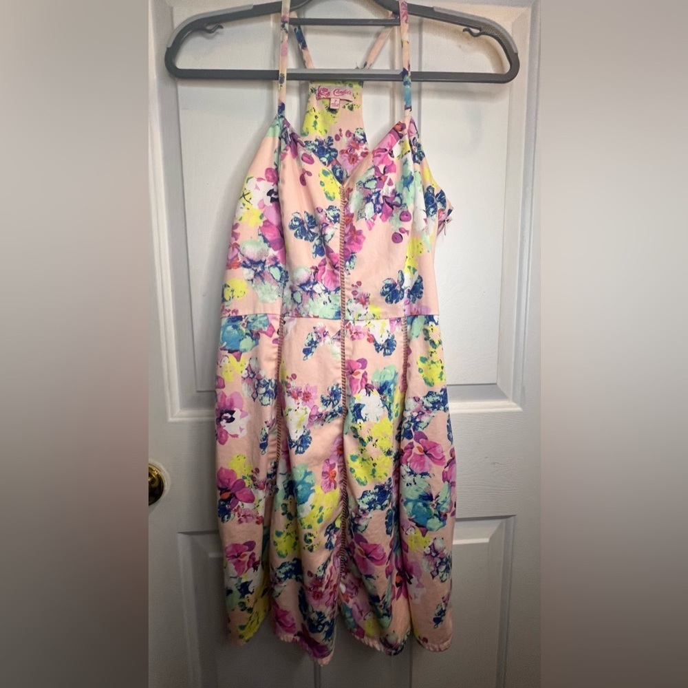 Candie's Pink Floral Dress with Halter Neckline
